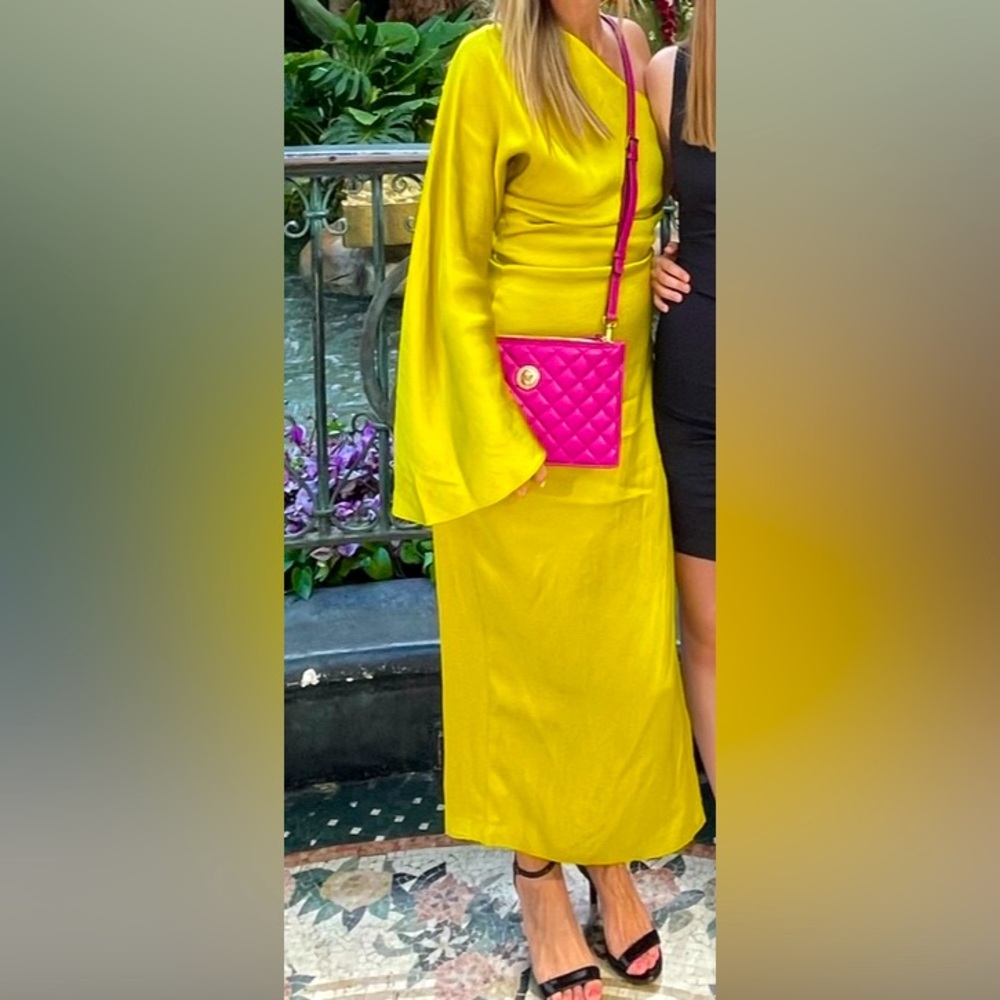 Zara Chartreuse One Shoulder Dress